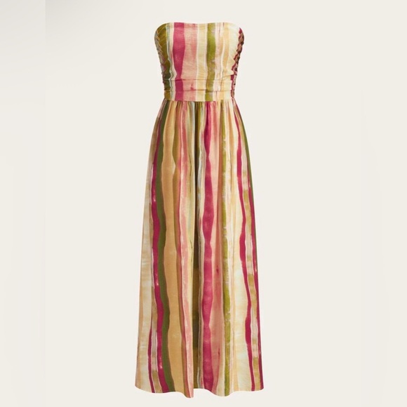 Commense Strapless Maxi Dress in Pink, Green & Tan - Picture 2 of 5